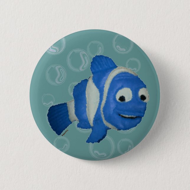 Blauer Fisch Button (Vorderseite)