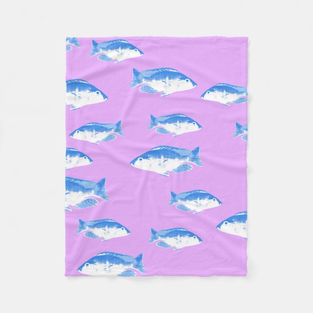 Blauer Fisch Fleecedecke (Vorderseite)