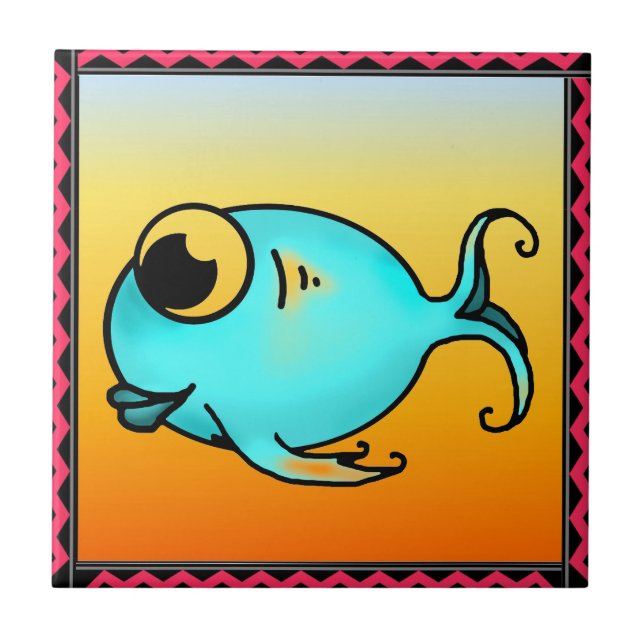 Blauer Fisch Fliese (Vorderseite)