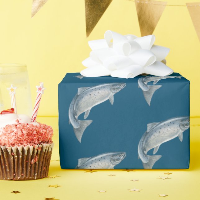 Blauer Fisch Geschenkpapier (Geburtstagsparty)