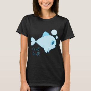 Blauer Fisch 'Glub Glub' Design T-Shirt