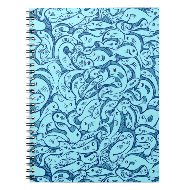 Blauer Fisch im Sea Spiral-Notebook Notizblock (Vorderseite)