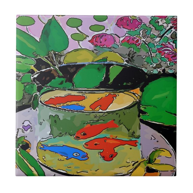 Blauer Fisch in Bowl Fliese (Vorderseite)