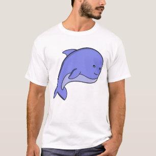Blauer Fisch Kawaii Delfin oder Schweinswal Cartoo T-Shirt