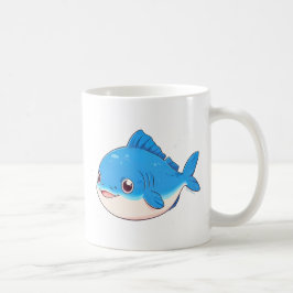 Blauer Fisch Zeichnend, Cartoon Stil Kaffeetasse