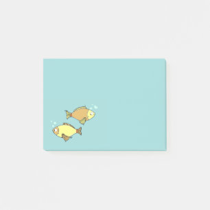 Blauer Fischmotiv nach der Auslieferung Post-it Klebezettel