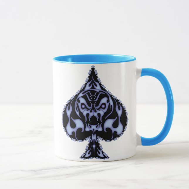 Blauer Flammkugel Skull Tasse (Rechts)