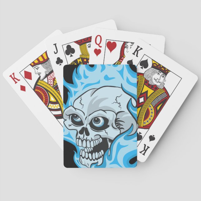 Blauer Flammskull Spielkarten (Rückseite)