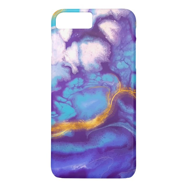 Blauer Fleck Case-Mate iPhone Hülle (Abstract fluid art with a color palette of deep purples, blues, and turquoise.)