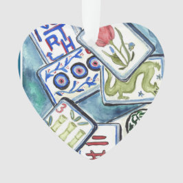 Blauer Fliesenherz Ornament