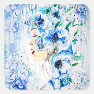 Blauer Flora Sticker Fantasy-Malerei