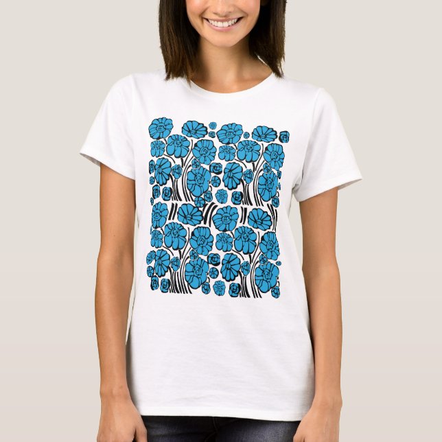Blauer Flora T-Shirt (Vorderseite)