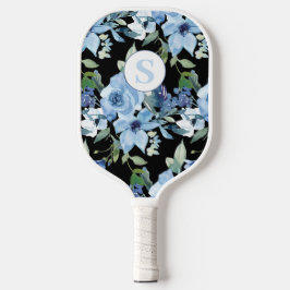 Blauer Floral Monogram Pickleball Paddel Pickleball Schläger
