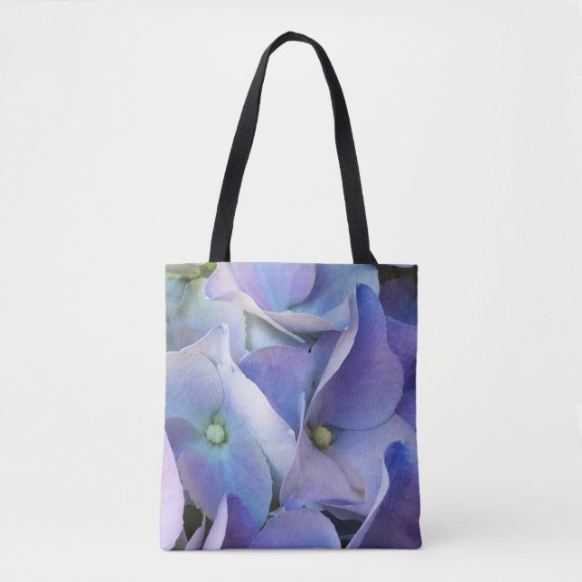 Blauer Floral Periwinkle Hydrangea Blume Tasche (Vorderseite)