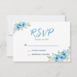 Blauer Floral Response Card RSVP Karte