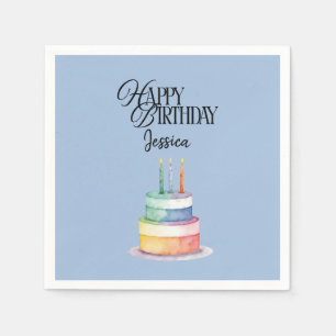 Blauer florale christlicher Geburtstag  Serviette