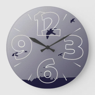 Blauer Flug Große Wanduhr
