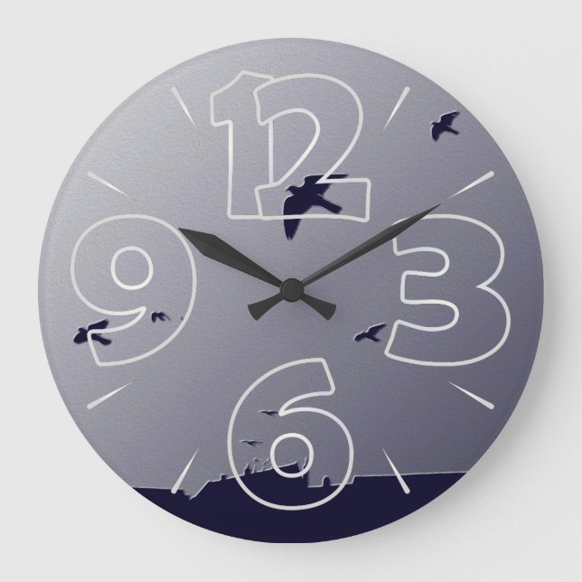 Blauer Flug Große Wanduhr (Vorderseite)