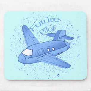 Blauer Flugzeug-Zukunftspilot Mousepad