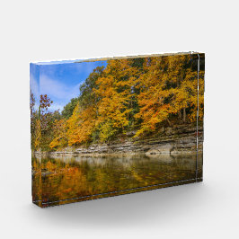 Blauer Fluss im Herbst Fotoblock