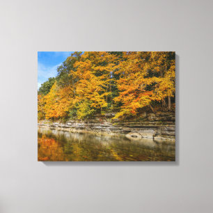 Blauer Fluss im Herbst Leinwanddruck