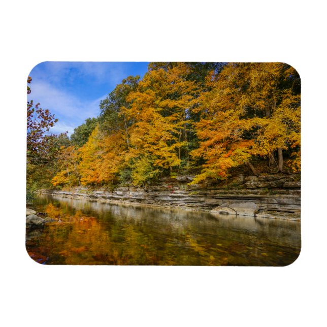 Blauer Fluss im Herbst Magnet (Horizontal)