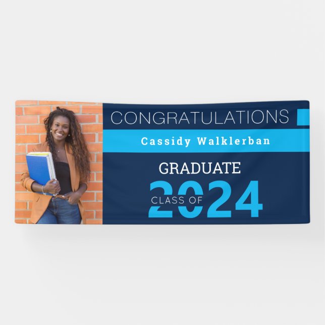 Blauer Foto-Abschluss-Banner Banner (Horizontal)