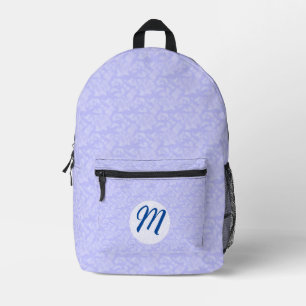 Blauer Fraktal mit monogrammiertem Initial Bedruckter Rucksack