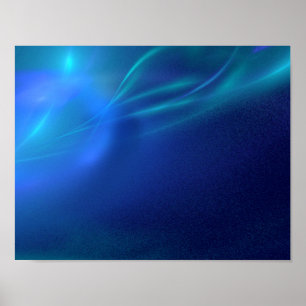 Blauer Fraktal-Nebel Poster