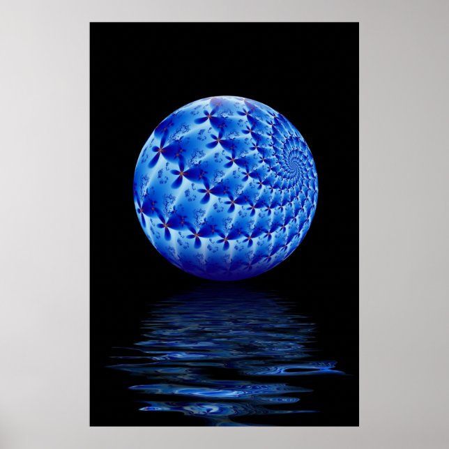 Blauer Fraktal Poster (Vorne)