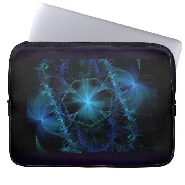 Blauer Fraktalraum Laptopschutzhülle (Vorderseite)