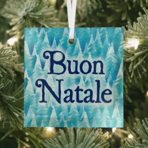 Blauer Fraktalwald - Buon Natale Ornament Aus Glas