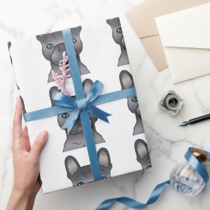 Blauer Französischer Bulldog / Französischer Carto Geschenkpapier