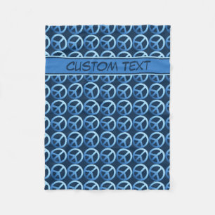 Blauer Friedensschild mit benutzerdefiniertem Text Fleecedecke