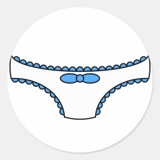 Blauer Frilly Schlüpfer Runder Aufkleber (Vorderseite)