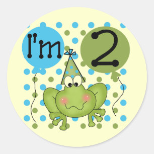 Blauer Frosch-2. Geburtstags-T-Shirts und Runder Aufkleber