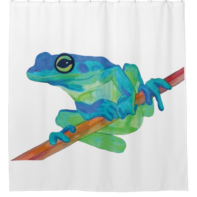 Blauer Frosch Duschvorhang (Vorderseite)