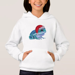 Blauer Frosch mit Santa-Hut. Hoodie