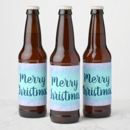 Blauer Frost Frohe Weihnachten Bierflaschenetikett