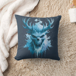 Blauer Frost-Schädel-Wurfkissen Kissen