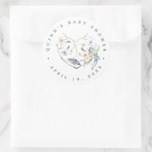 Blauer Frühling Ostern Baby Shower Dankeschön Runder Aufkleber
