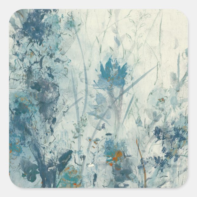 Blauer Frühling Quadratischer Aufkleber (Vorderseite)