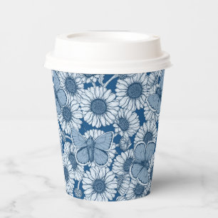 Blauer Frühling, wilde Blume, Gänseblümchen Pappbecher