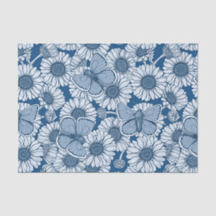 Blauer Frühling, wilde Blume, Gänseblümchen Seidenpapier