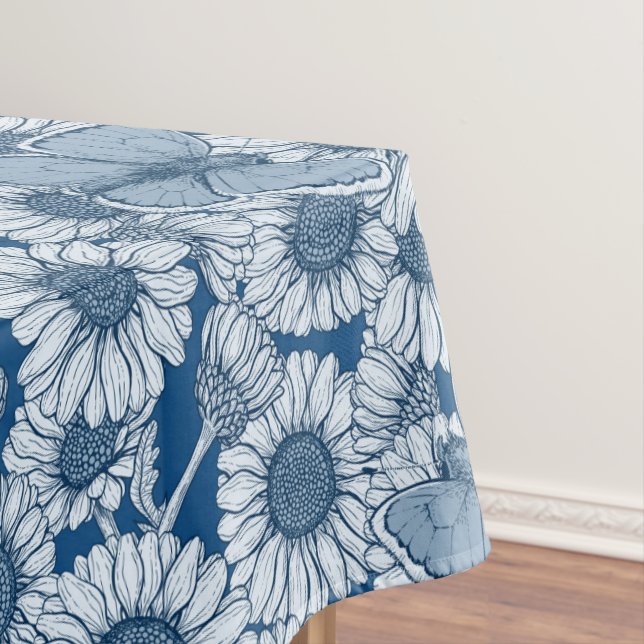 Blauer Frühling, wilde Blume, Gänseblümchen Tischdecke (Beispiel)