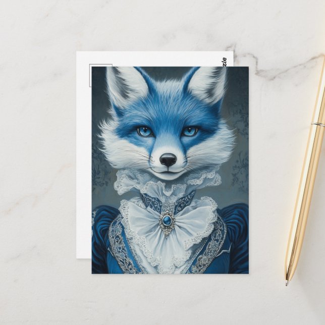 Blauer Fuchs Postkarte (Vorderseite/Rückseite Beispiel)
