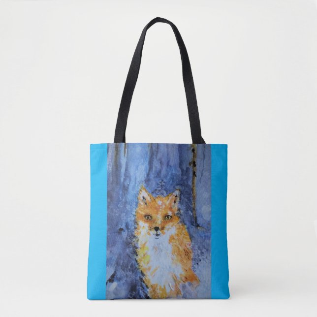 Blauer Fuchs Tote Tasche (Vorderseite)