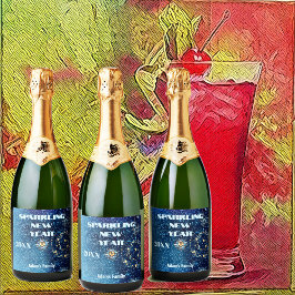 Blauer funkelnder Neujahrsfest Glitzer Sterne Blum