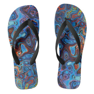 Blauer Funky Print Flip Flops