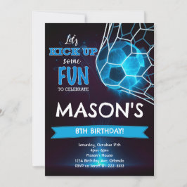 Blauer Fußball Einladung zum Geburtstag